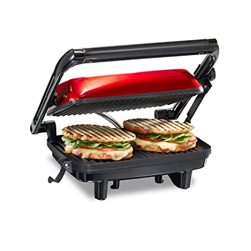 Hamilton Beach Panini Press Sandwich Maker Red