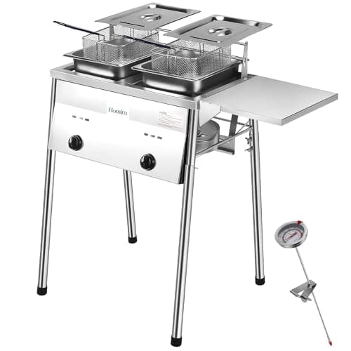 Homira Stainless Steel Two-Tank Propane Deep Fryer