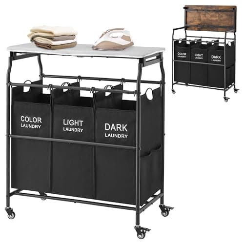 Hoctieon 3 Section Laundry Sorter Cart