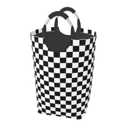 Libifall Black White Plaid Large Laundry Basket