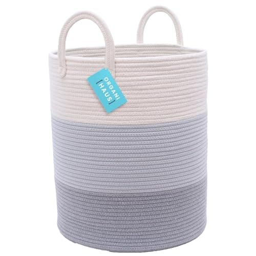 OrganiHaus Large Gray Woven Laundry Basket