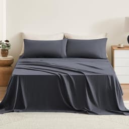Tosmo Pure Linen Sheets Set Blue Gray
