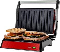 Ovente Panini Press Grill Red