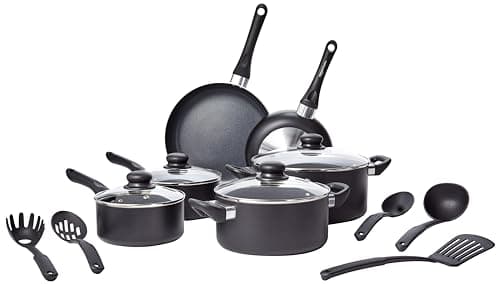Amazon Basics Cookware Set Black