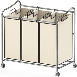 Simple Houseware 3-Bag Laundry Sorter Chrome