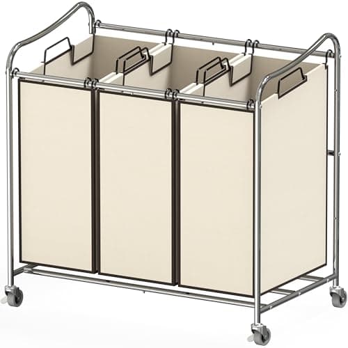 Simple Houseware 3-Bag Laundry Sorter Chrome