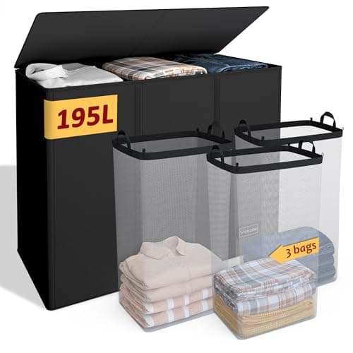 Vincona 3-Section Laundry Hamper 195L