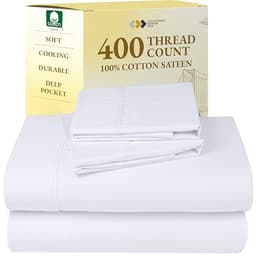 California Design Den Natural Cotton Sheets White