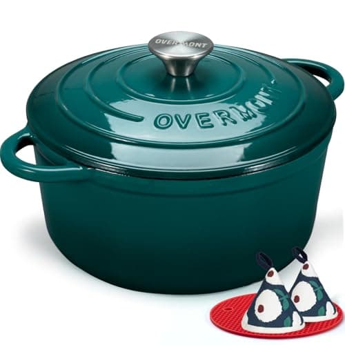 Overmont Cast Iron Dutch Oven 5.5qt Green