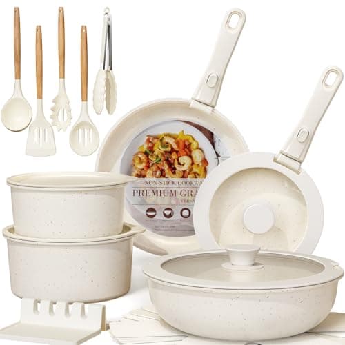 Astercook Ceramic Cookware Set Cream White
