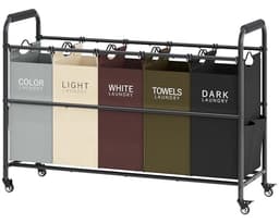 Tajsoon 5 Bag Laundry Sorter Cart