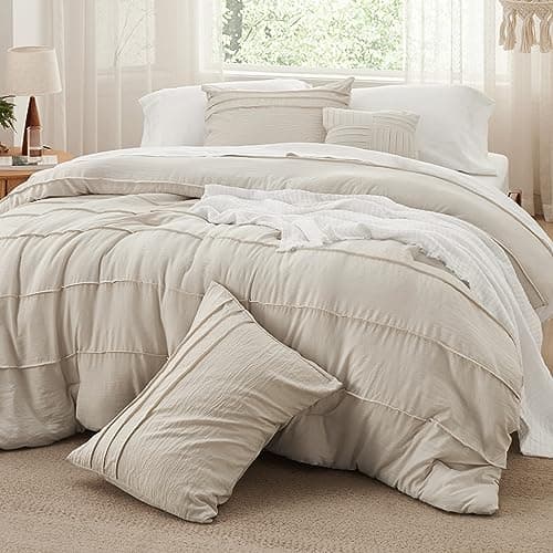 Bedsure Queen Comforter Set Beige