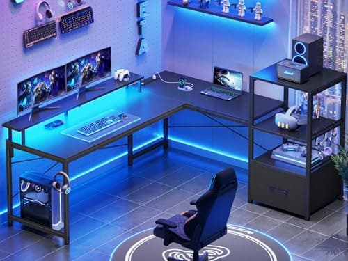 Sedeta L Shaped Gaming Desk 51-inch Black