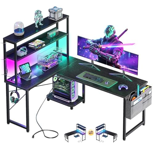 MOTPK L Shaped Gaming Desk 53-inch Black
