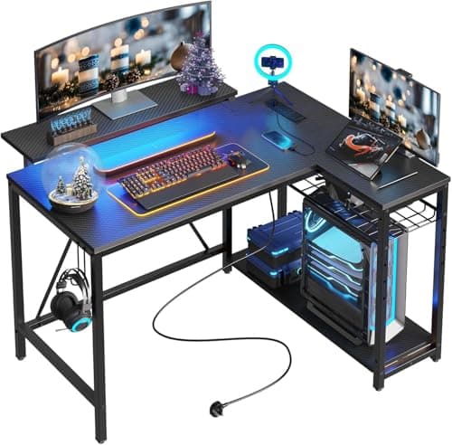 Bestier 42-inch L-Shaped Gaming Desk Black