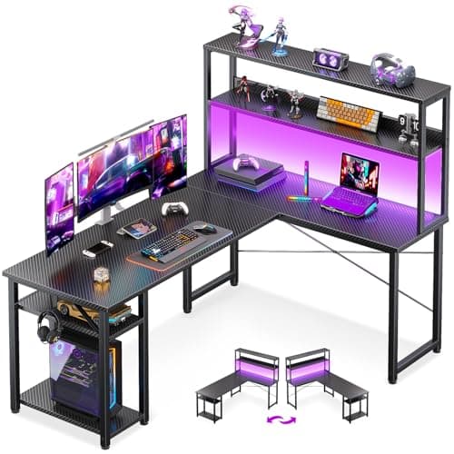 ODK L Shaped Gaming Desk 53-inch Black