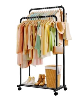 Sakugi Double Rod Clothes Rack Black