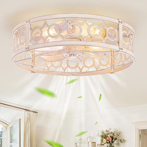 Lediary Caged Ceiling Fan White