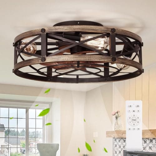 SHLUCE Farmhouse Caged Ceiling Fan
